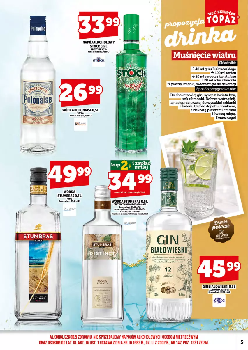 Gazetka promocyjna Topaz - Gazetka - ważna 16.09 do 30.09.2026 - strona 7 - produkty: Gin, Lanki, Mięta, Napój, Sok, Stock, Syrop, Tonik, Wódka