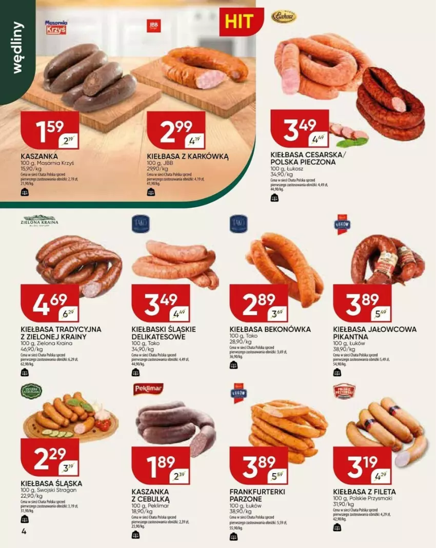 Gazetka promocyjna Chata Polska - ważna 09.05 do 19.05.2024 - strona 15 - produkty: Astor, Beko, Brit, Frankfurterki, Kasza, Kaszanka, Kiełbasa, Kiełbaski śląskie, Kosz, Piec, Przysmaki