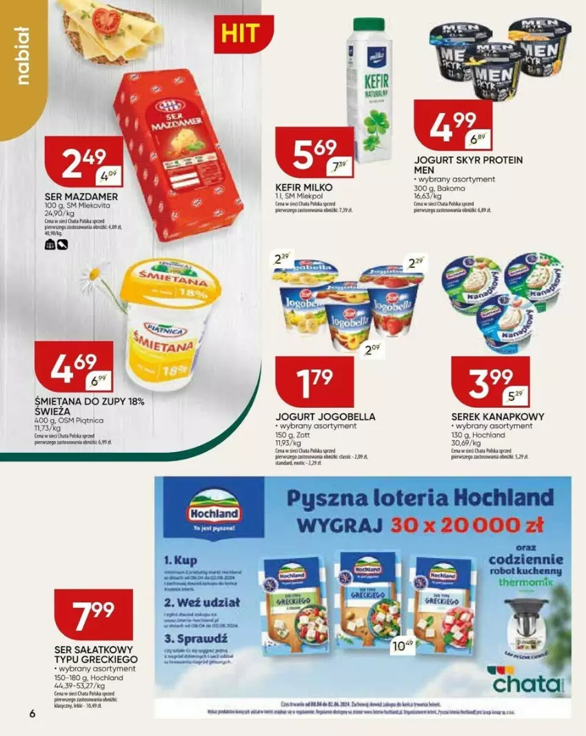 Gazetka promocyjna Chata Polska - ważna 09.05 do 19.05.2024 - strona 17 - produkty: Bakoma, Bell, Bella, Hochland, Jogobella, Jogurt, Kefir, Mazdamer, Sałat, Ser, Serek, Serek kanapkowy