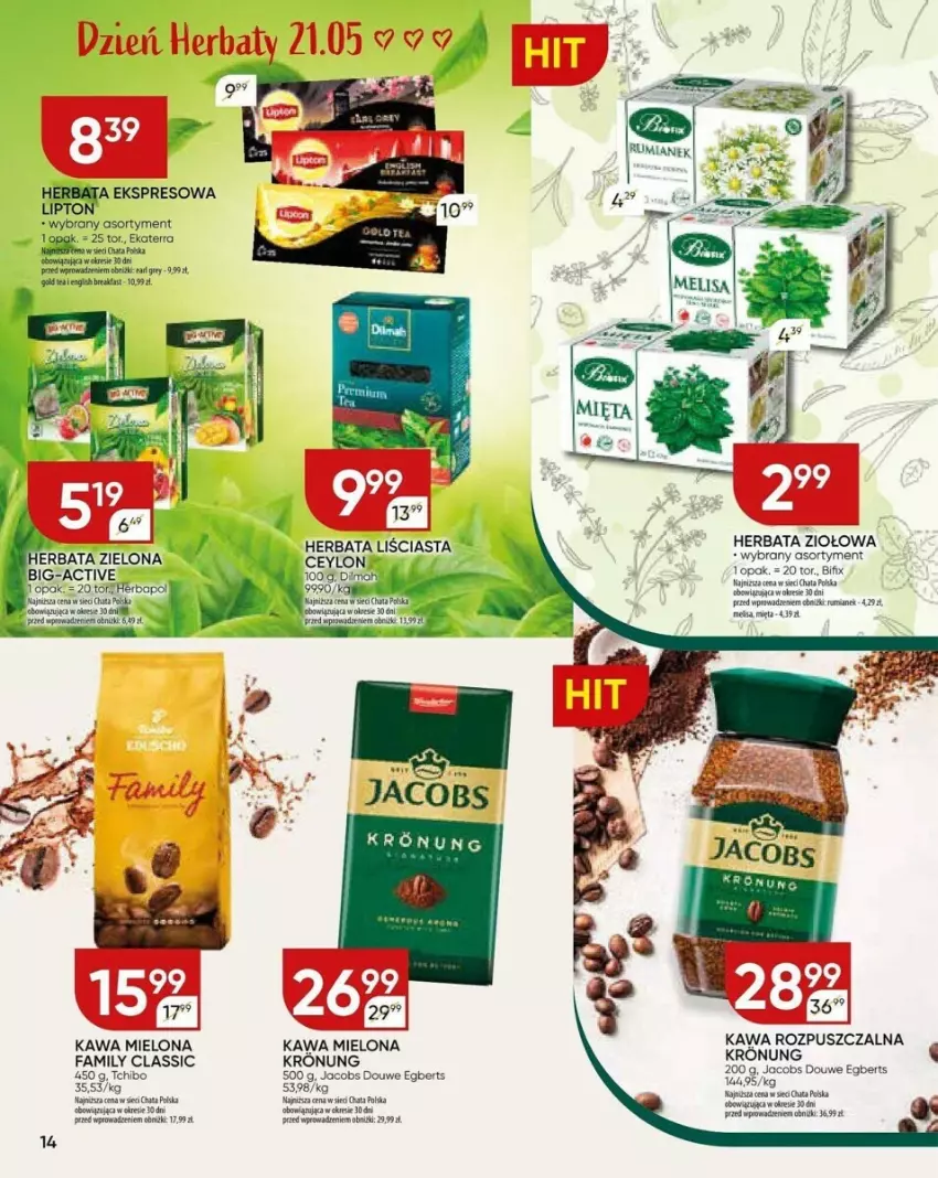 Gazetka promocyjna Chata Polska - ważna 09.05 do 19.05.2024 - strona 6 - produkty: Earl Grey, Fa, Herbapol, Herbata, Jacobs, Kawa, Kawa mielona, Lipton, Ser, Tchibo