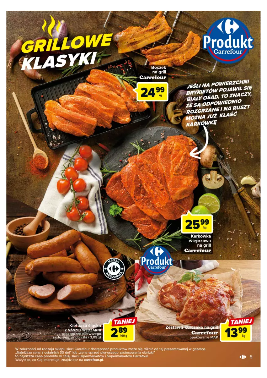 Gazetka promocyjna Carrefour - Gazetka Odpalamy sezon na grilla - ważna 25.04 do 06.05.2023 - strona 5 - produkty: Boczek, Karkówka wieprzowa