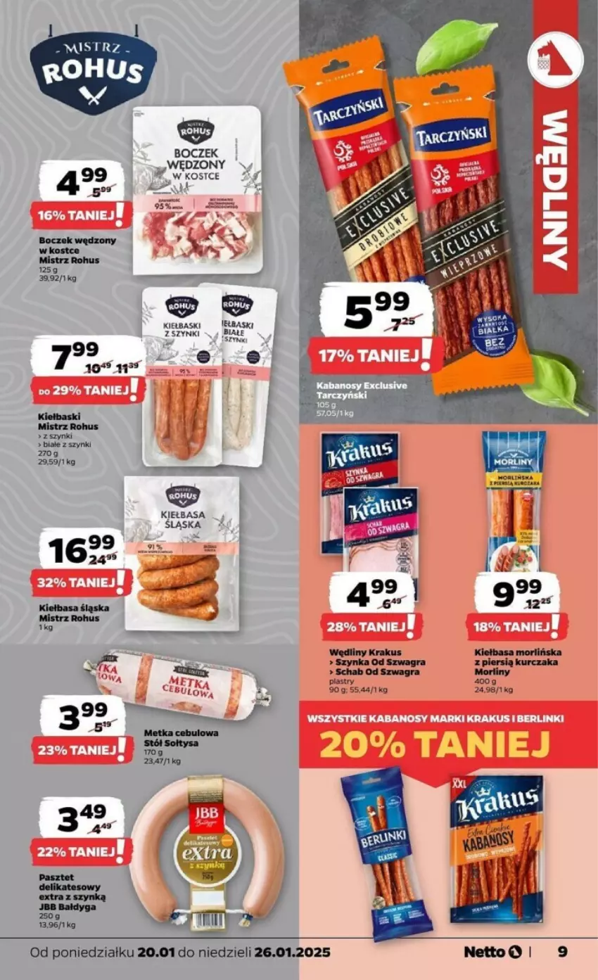 Gazetka promocyjna Netto - ważna 20.01 do 26.01.2025 - strona 26 - produkty: Boczek, Gra, Kiełbasa, Krakus, Kurczak, Morliny, Szynka