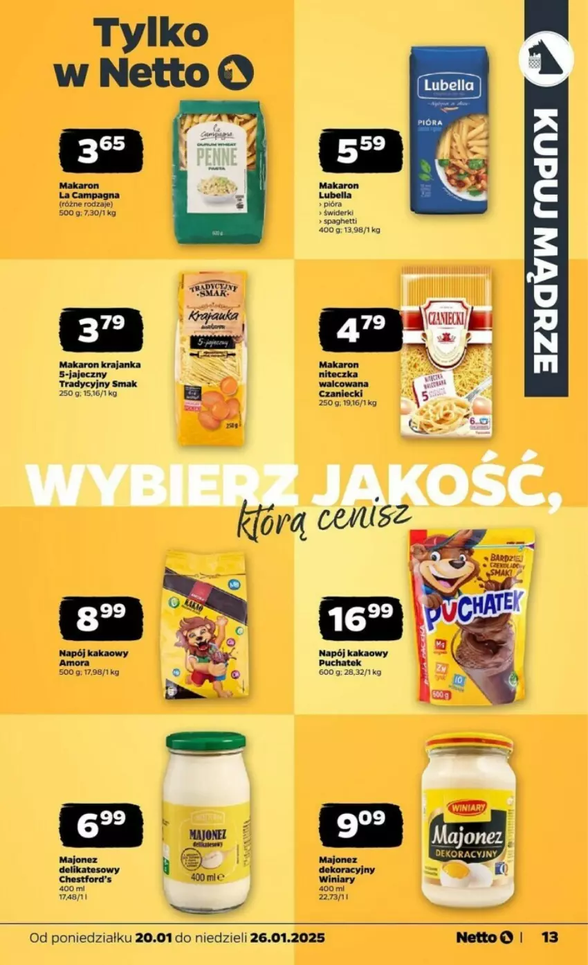 Gazetka promocyjna Netto - ważna 20.01 do 26.01.2025 - strona 5 - produkty: Bell, Bella, Kakao, Lubella, Majonez, Makaron, Napój, Spaghetti, Winiary