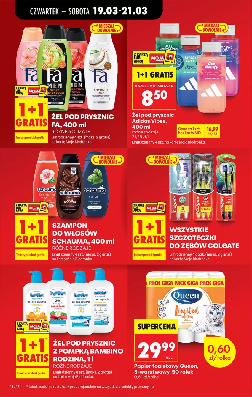 Gazetka promocyjna Biedronka - Od Czwartku - ważna 19.03 do 25.03.2026 - strona 21 - produkty: Adidas, Colgate, Fa, Gra, LG, Papier, Papier toaletowy, Por, Schauma, Sport
