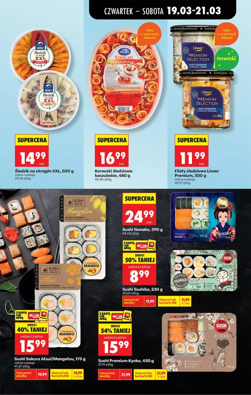 Gazetka promocyjna Biedronka - Od Czwartku - ważna 19.03 do 25.03.2026 - strona 34 - produkty: Koreczki śledziowe, Lisner, Mango, Mus, Sushi, Top