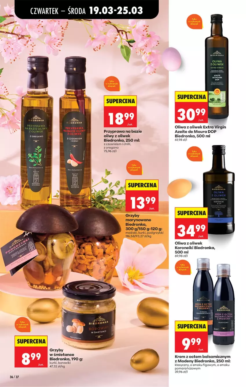Gazetka promocyjna Biedronka - Od Czwartku - ważna 19.03 do 25.03.2026 - strona 47 - produkty: Borowiki, Gin, Grzyby, Grzyby marynowane, Krem z octem balsamicznym, Oliwa, Oliwa z oliwek, Podgrzybki