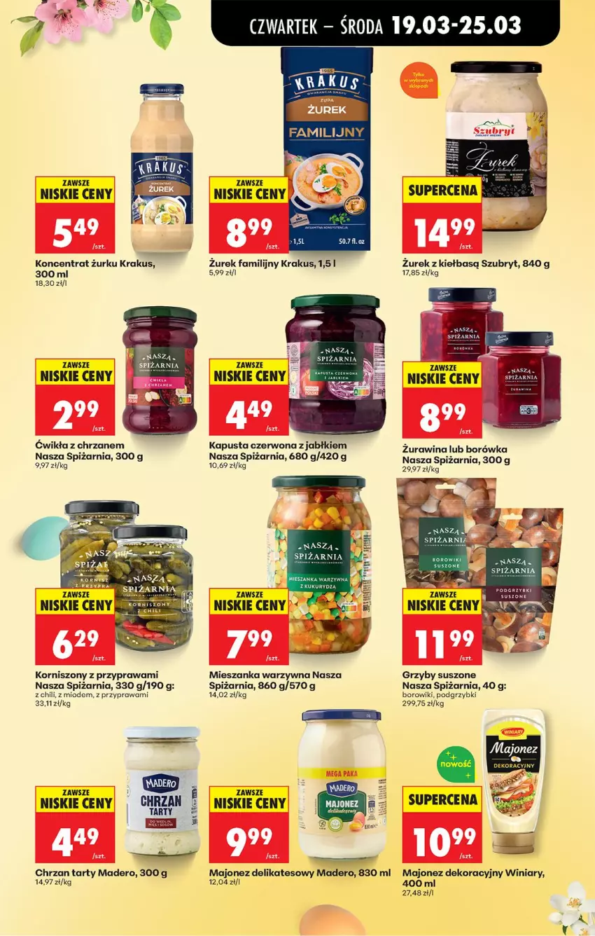 Gazetka promocyjna Biedronka - Od Czwartku - ważna 19.03 do 25.03.2026 - strona 54 - produkty: Borowiki, Borówka, Chrzan, Fa, Grzyby, Korniszony, Krakus, Majonez, Mieszanka warzyw, Podgrzybki, Szubryt, Winiary