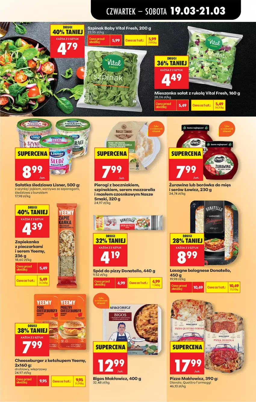 Gazetka promocyjna Biedronka - Od Czwartku - ważna 19.03 do 25.03.2026 - strona 60 - produkty: Bigos, Boczniak, Borówka, Burger, EPEE, Ketchup, Lasagne, Lasagne bolognese, Lisner, Maggi, Mieszanka sałat, Mozzarella, Nuty, Piec, Pieczarka, Pierogi, Pizza, Por, Sałat, Sałatka, Ser, Spód do pizzy, Szpinak, Warzywa, Zapiekanka