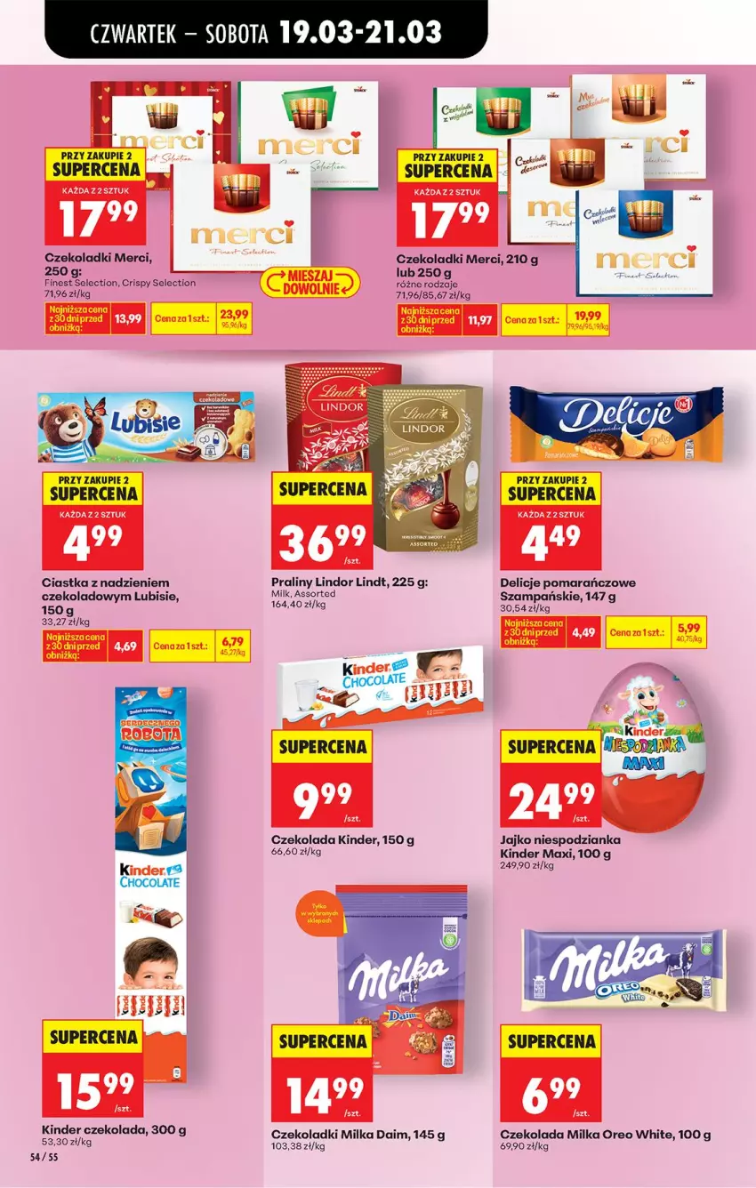 Gazetka promocyjna Biedronka - Od Czwartku - ważna 19.03 do 25.03.2026 - strona 65 - produkty: Ciastka, Czekolada, Delicje, Kinder, Lindor, Lindt, Lubisie, Merci, Milka, Oreo, Praliny