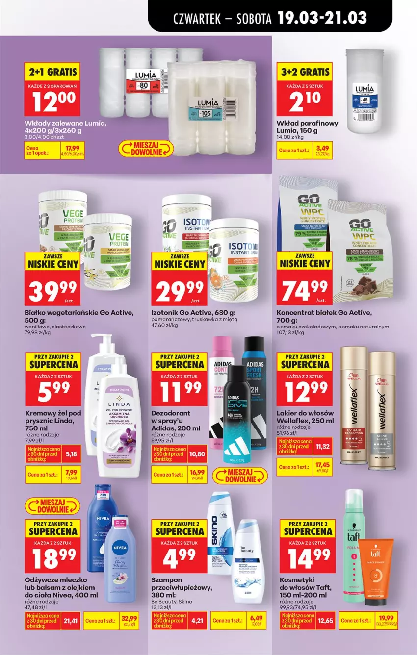 Gazetka promocyjna Biedronka - Od Czwartku - ważna 19.03 do 25.03.2026 - strona 76 - produkty: Adidas, Aksam, Be Be, Dezodorant, Lakier, Lakier do włosów, Mleczko, Nivea, Ocet, Olej, Szampon, Taft, Tonik, Wella, Wellaflex