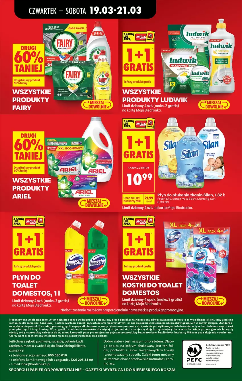 Gazetka promocyjna Biedronka - Od Czwartku - ważna 19.03 do 25.03.2026 - strona 79 - produkty: Ariel, Domestos, Fa, Fairy, Gra, Kosz, Ludwik, Napoje, Papier, Płyn do płukania, Por, Silan, Telefon