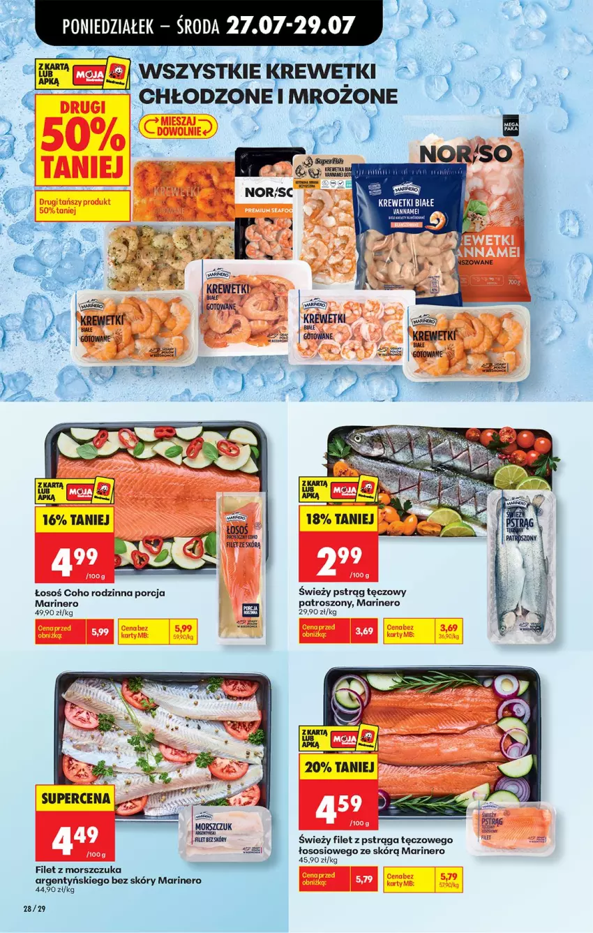 Gazetka promocyjna Biedronka - Od Poniedziałku - ważna 27.07 do 01.08.2026 - strona 44 - produkty: Filet z morszczuka, Filet z pstrąga, Krewetki, Por, Pstrąg, Pstrąg tęczowy, Sos