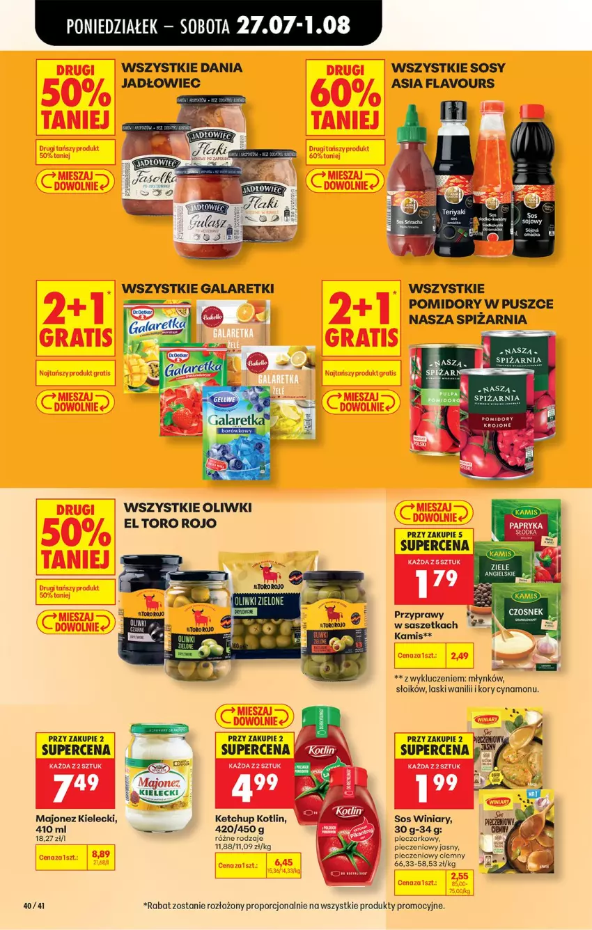 Gazetka promocyjna Biedronka - Od Poniedziałku - ważna 27.07 do 01.08.2026 - strona 58 - produkty: Fa, Gala, Galaretki, Kamis, Ketchup, Kotlin, Majonez, Oliwki, Piec, Pomidory, Por, Przyprawy, Sos, Winiary