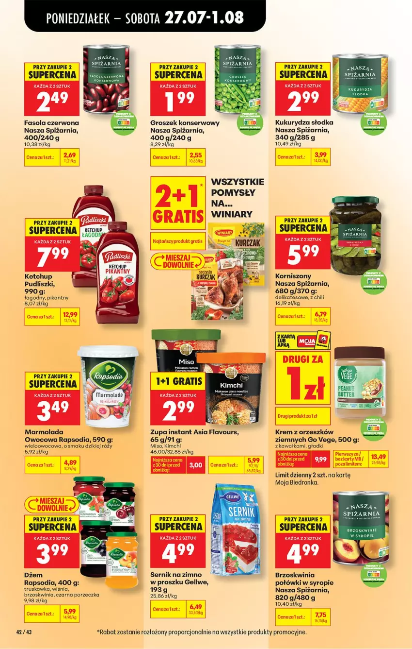 Gazetka promocyjna Biedronka - Od Poniedziałku - ważna 27.07 do 01.08.2026 - strona 60 - produkty: Dżem, Fa, Fasola, Groszek, Kawa, Ketchup, Korniszony, Kukurydza, Marmolada, Mola, Por, Pudliszki, Ser, Syrop, Zupa