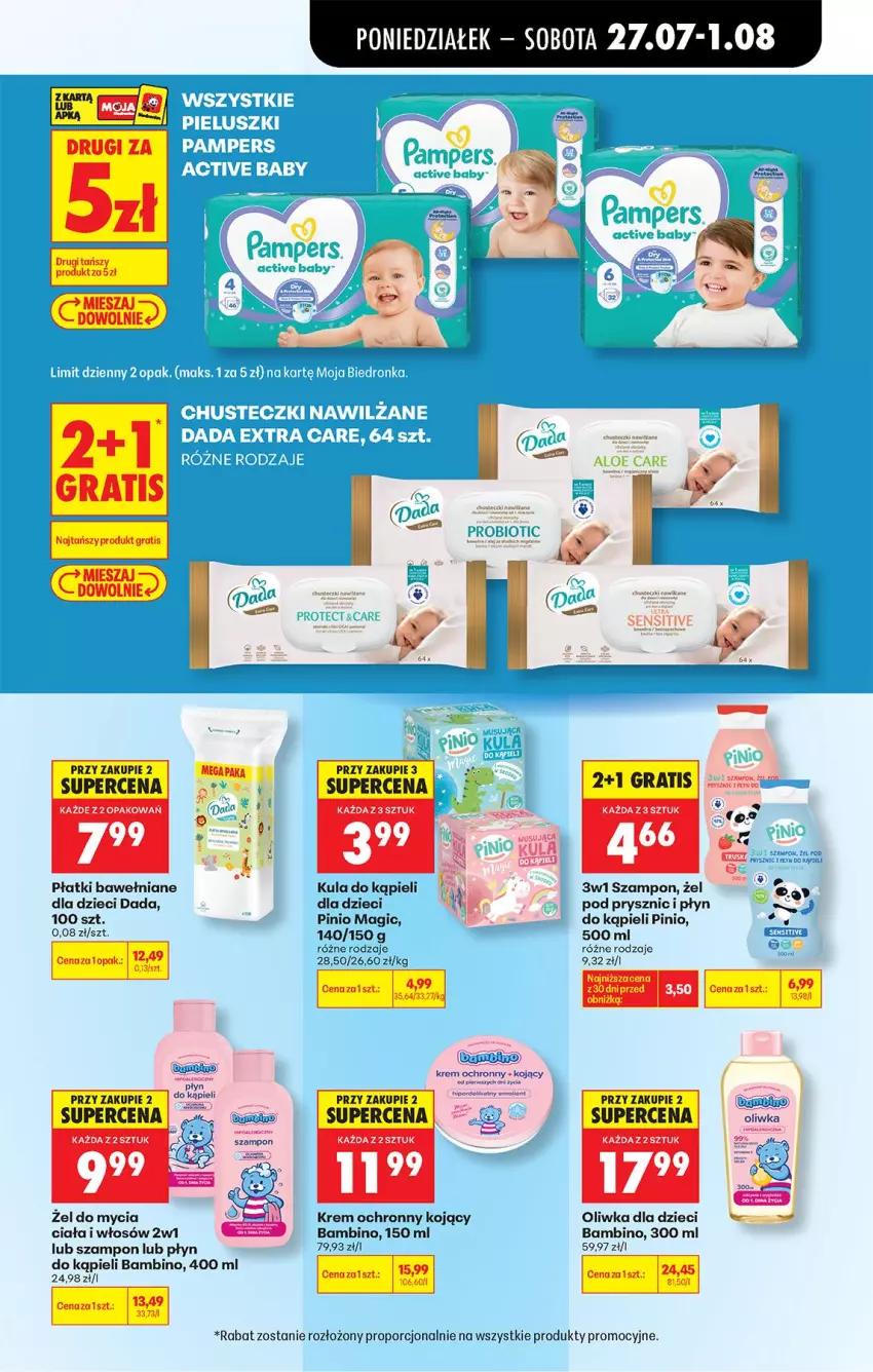 Gazetka promocyjna Biedronka - Od Poniedziałku - ważna 27.07 do 01.08.2026 - strona 85 - produkty: Dada, Dzieci, Kula do kąpieli, Oliwka dla dzieci, Płyn do kąpieli, Por, Szampon