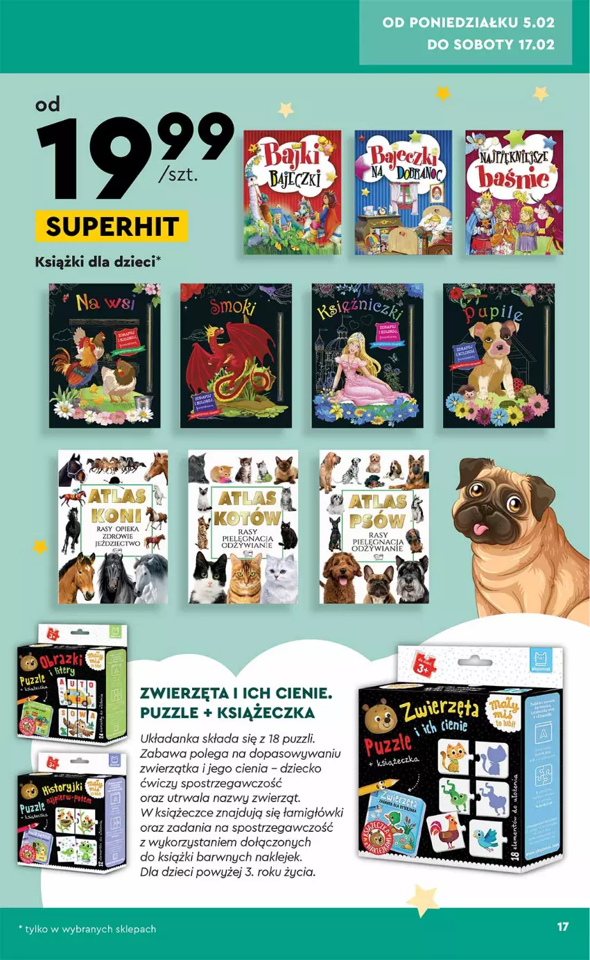 Gazetka promocyjna Biedronka - ważna 05.02 do 17.02.2024 - strona 17 - produkty: Dzieci, Klej, Puzzle, Zwierzęta