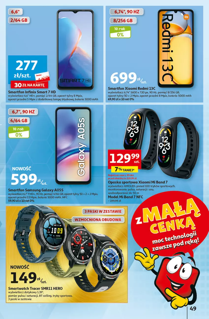 Gazetka promocyjna Auchan - Gazetka z MAŁĄ CENKĄ dźwigniesz więcej! Hipermarket Auchan - ważna 22.02 do 28.02.2024 - strona 49 - produkty: Acer, Amol, Bateria, Gala, Monitor, Opaska, Por, Samsung, Smartfon, Smartwatch, Sport