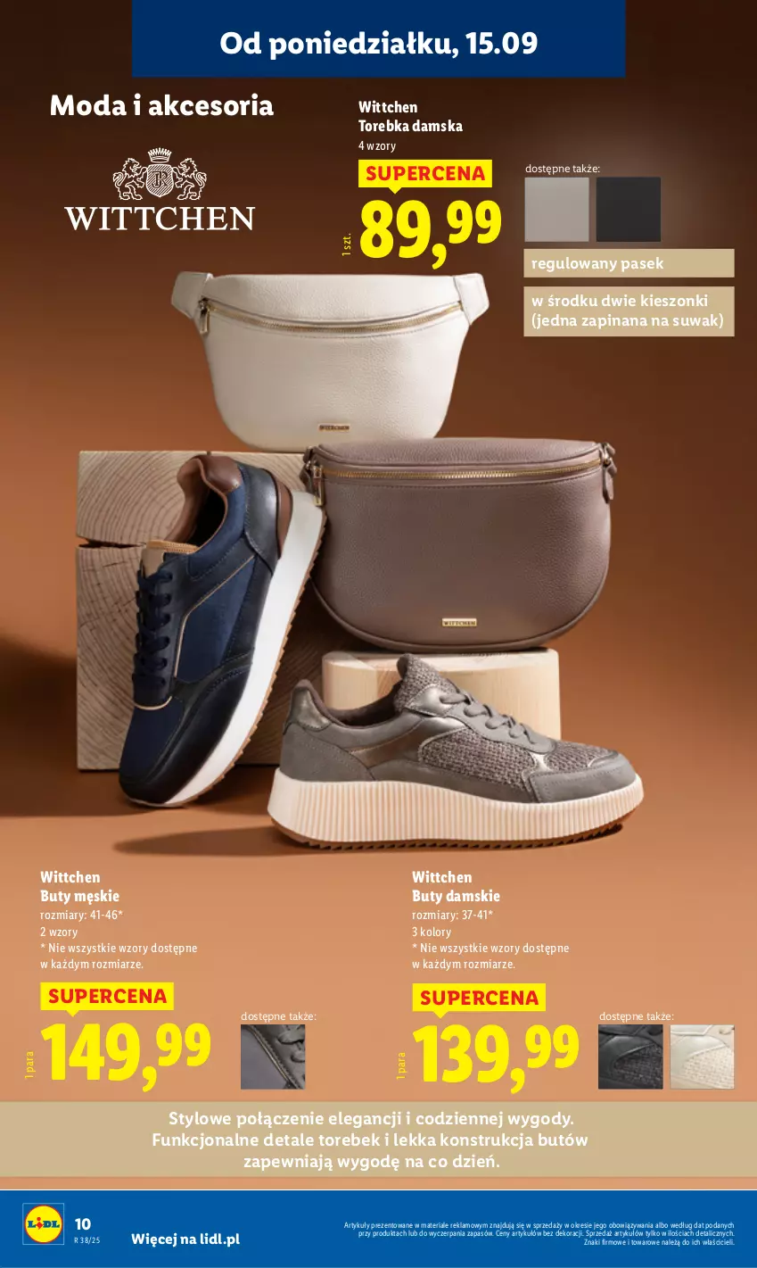 Gazetka promocyjna Lidl - GAZETKA - ważna 15.09 do 20.09.2025 - strona 12 - produkty: Buty, Moda, Pasek, Torebka, Wittchen