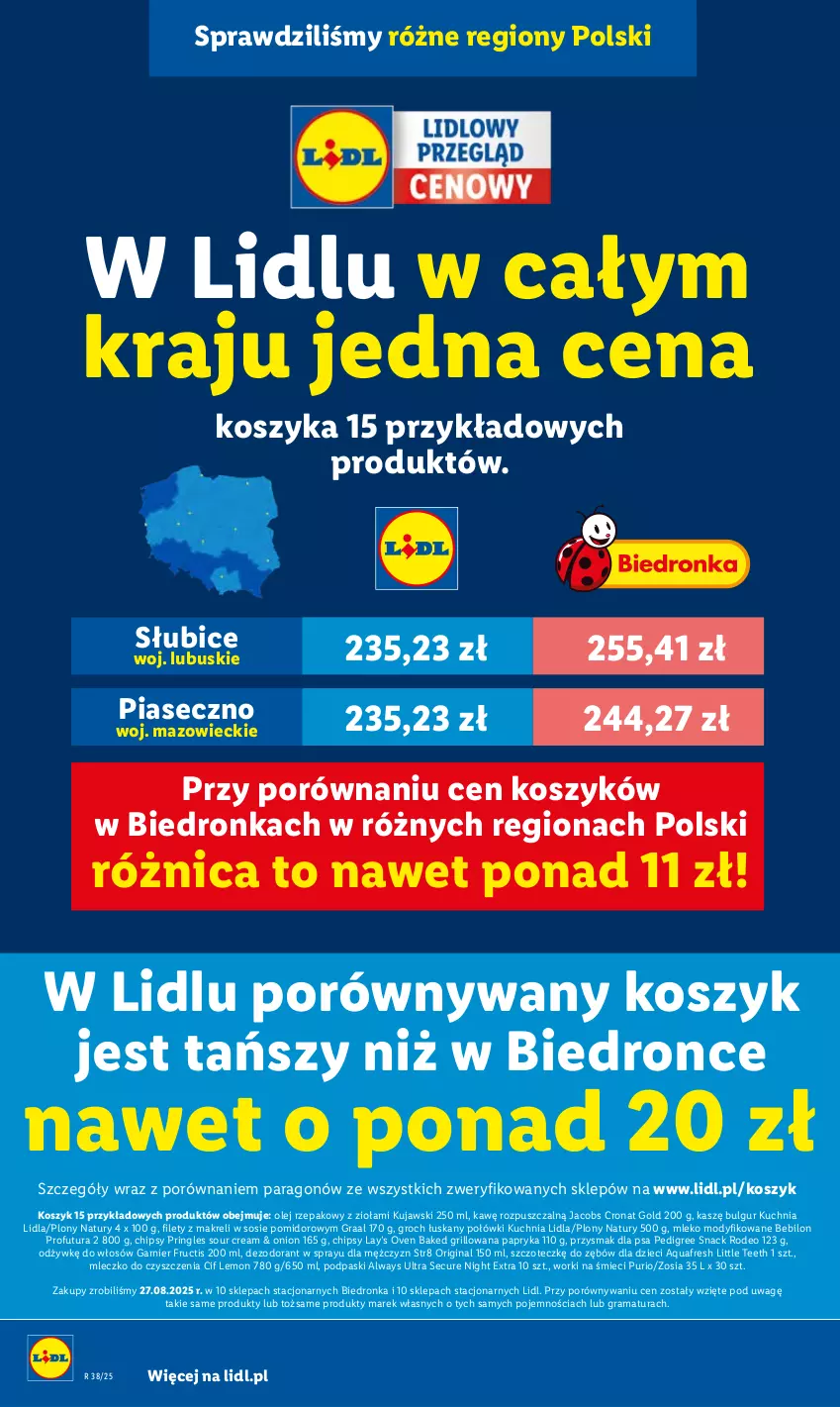 Gazetka promocyjna Lidl - GAZETKA - ważna 15.09 do 20.09.2025 - strona 2 - produkty: Always, Always Ultra, Aquafresh, BEBILON, BIC, Bulgur, Chipsy, Cif, Dezodorant, Dzieci, Fructis, Garnier, Gin, Gra, Graal, Grill, Groch, Jacobs, Kosz, Kuchnia, Kujawski, Lay’s, LG, Mleczko, Mleko, Mleko modyfikowane, Olej, Olej rzepakowy, Papryka, Pedigree, Podpaski, Por, Pringles, Przysmak dla psa, Pur, Rama, Sos, Str8, Worki na śmiec, Worki na śmieci