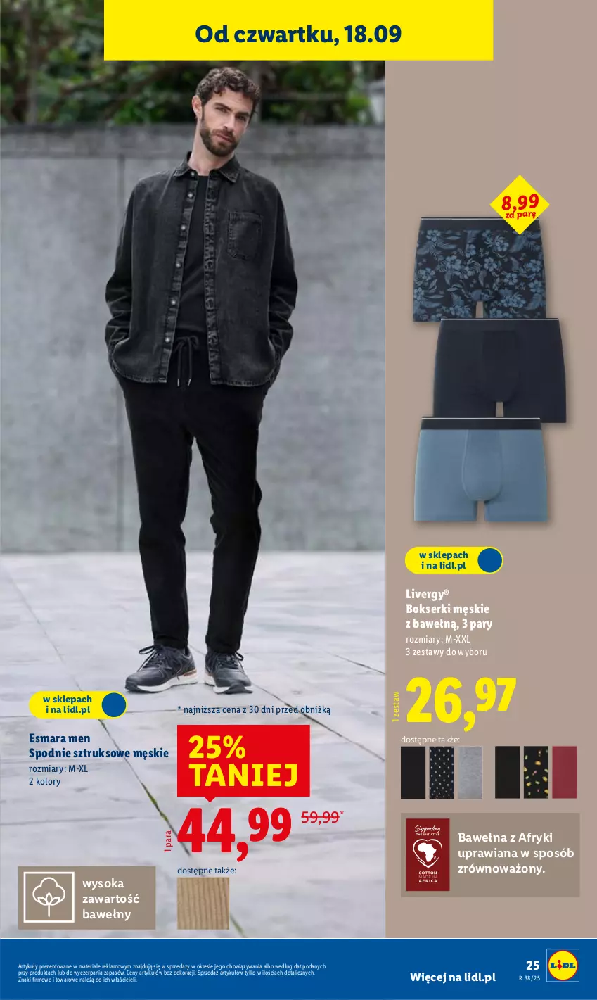 Gazetka promocyjna Lidl - GAZETKA - ważna 15.09 do 20.09.2025 - strona 31 - produkty: Bokserki, Ser, Sok, Spodnie, Spodnie sztruksowe, Wełna