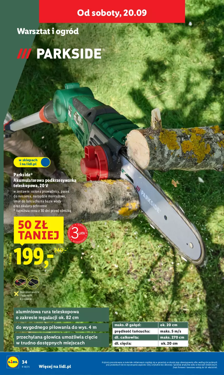 Gazetka promocyjna Lidl - GAZETKA - ważna 15.09 do 20.09.2025 - strona 46 - produkty: Akumulator, LANA, Ogród, Okulary ochronne, Parkside, Pasek, Rura, Teleskop, Warka