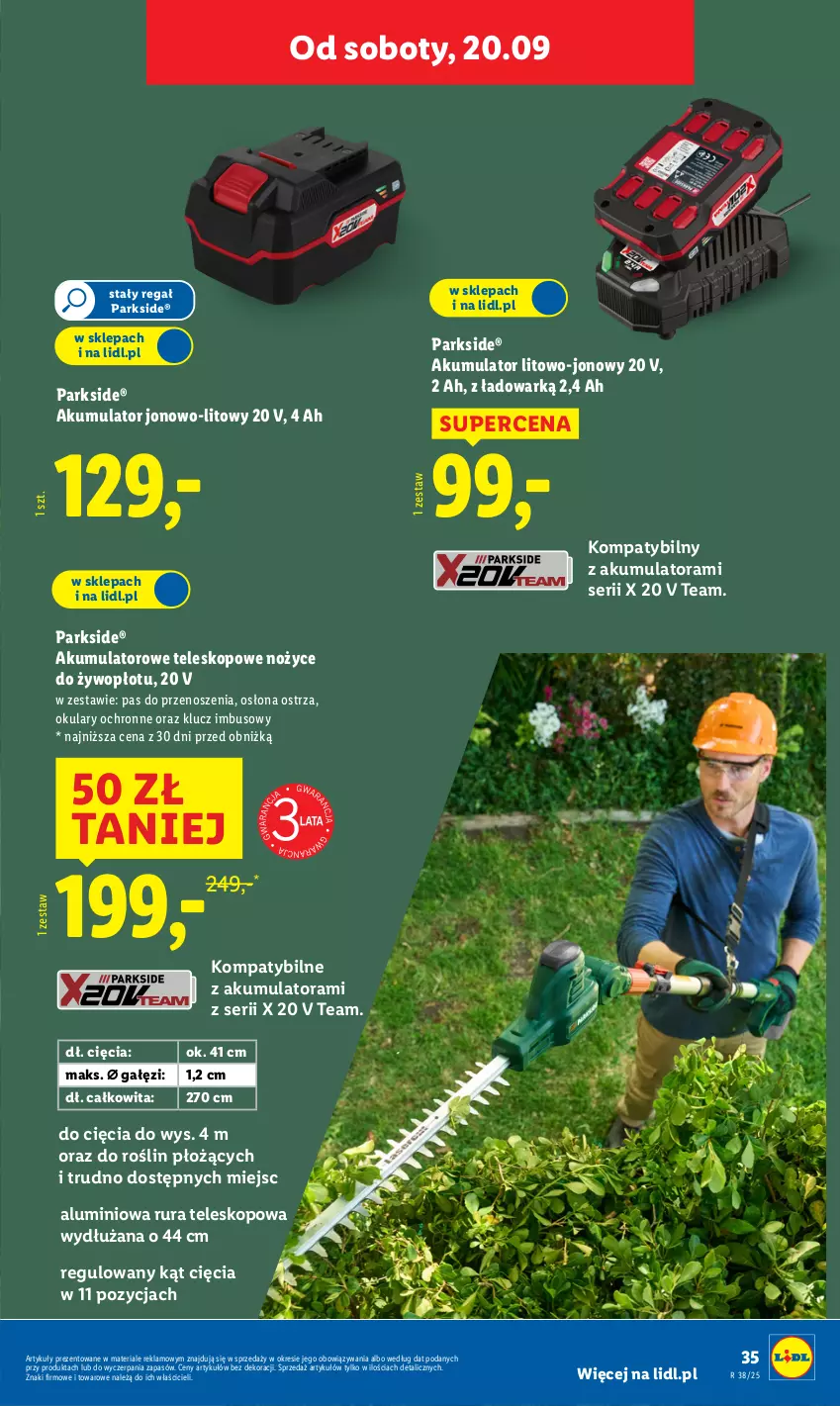 Gazetka promocyjna Lidl - GAZETKA - ważna 15.09 do 20.09.2025 - strona 47 - produkty: Akumulator, Noż, Nożyce, Okulary ochronne, Parkside, Regał, Rura, Ser, Teleskop