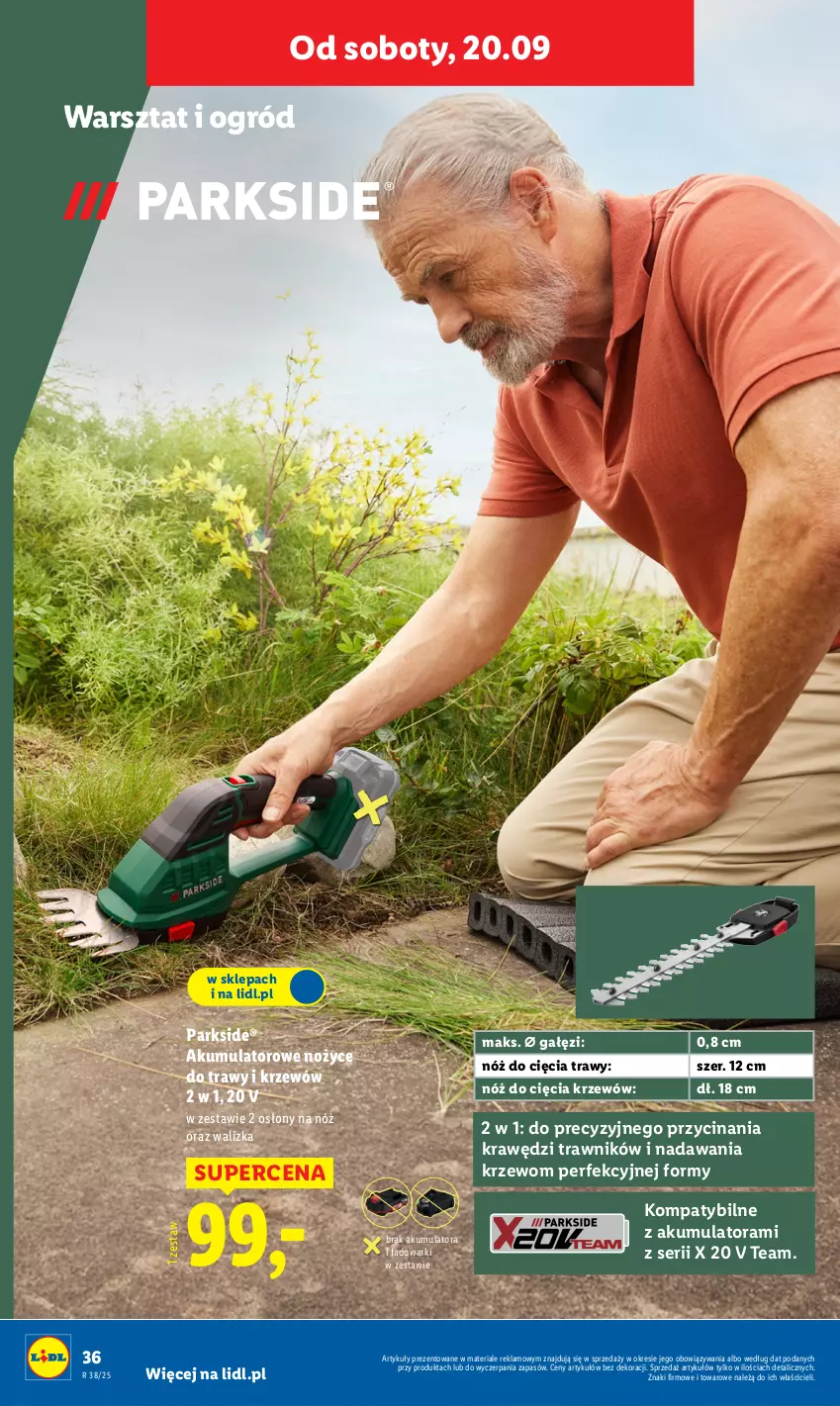 Gazetka promocyjna Lidl - GAZETKA - ważna 15.09 do 20.09.2025 - strona 48 - produkty: Akumulator, Noż, Nożyce, Ogród, Parkside, Ser, Walizka