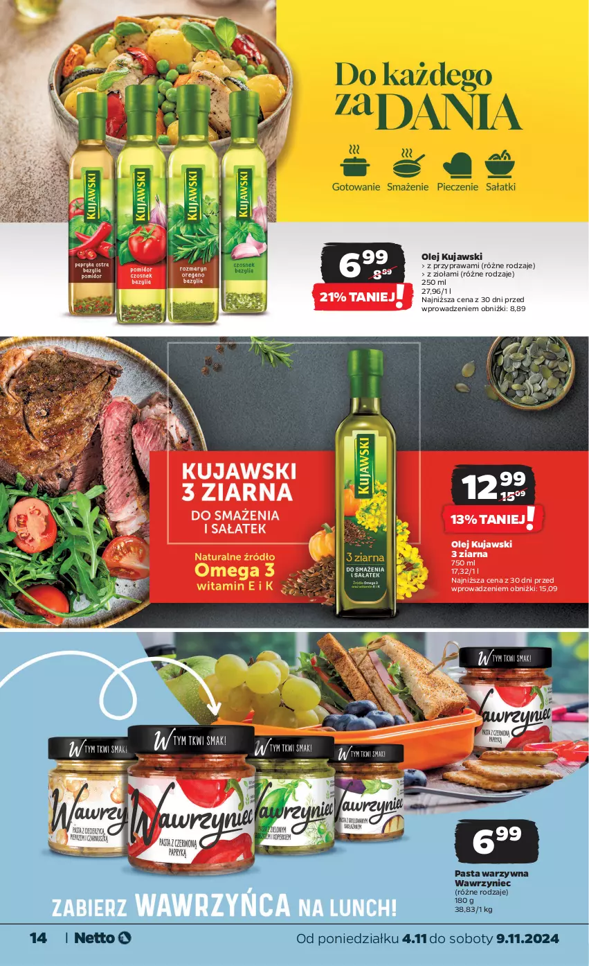 Gazetka promocyjna Netto - Od Poniedziałku - ważna 04.11 do 09.11.2024 - strona 14 - produkty: Kujawski, Olej, Pasta warzywna