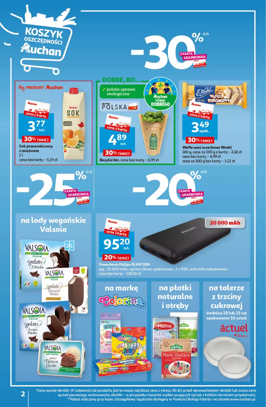 Gazetka promocyjna Auchan - Gazetka Sezon na orzeźwienie Hipermarket Auchan - ważna 15.06 do 21.06.2023 - strona 2 - produkty: Lody, O nas, Philips, Powerbank, Talerz