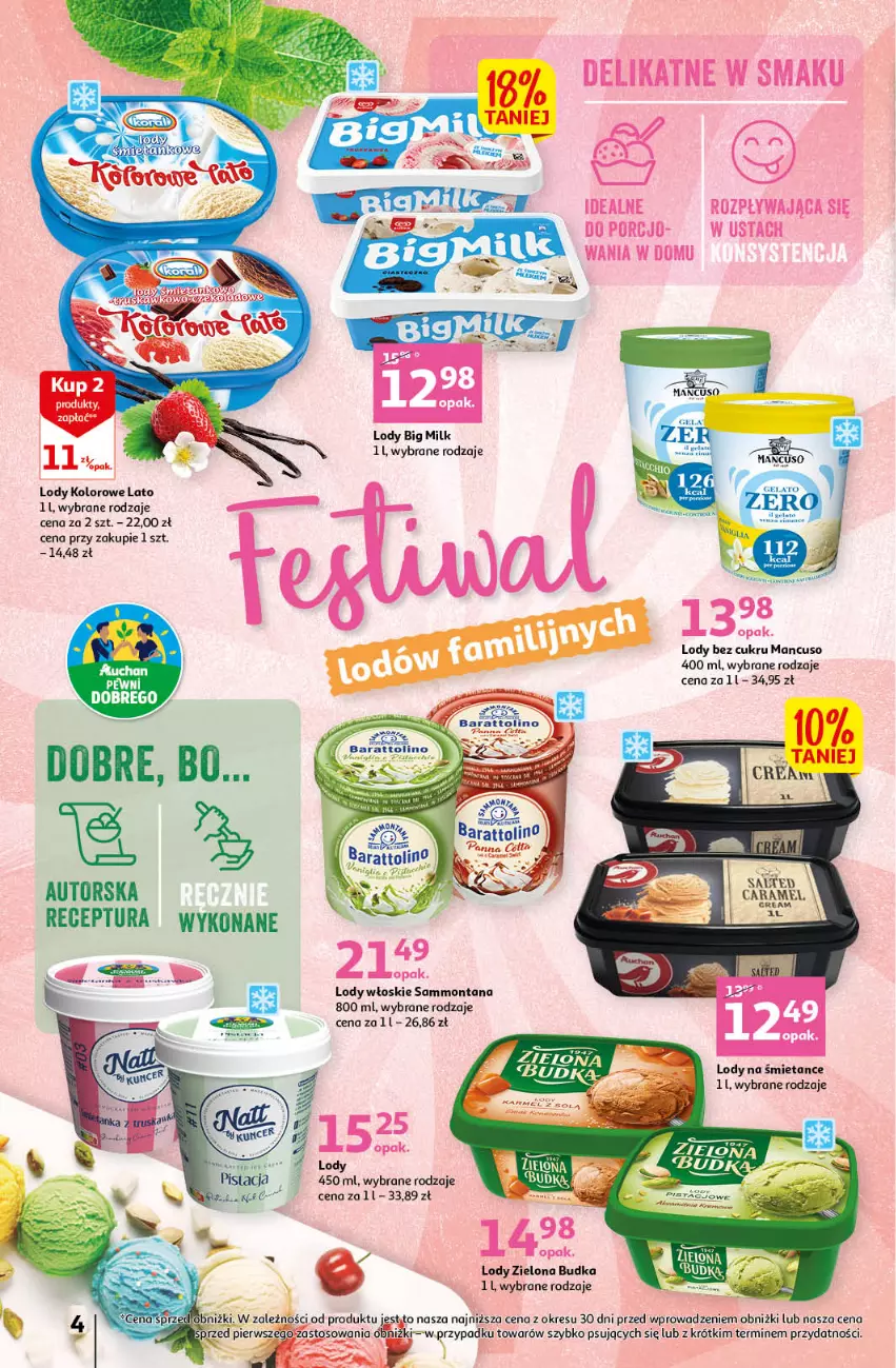 Gazetka promocyjna Auchan - Gazetka Sezon na orzeźwienie Hipermarket Auchan - ważna 15.06 do 21.06.2023 - strona 4 - produkty: Big Milk, Lody, Zielona Budka