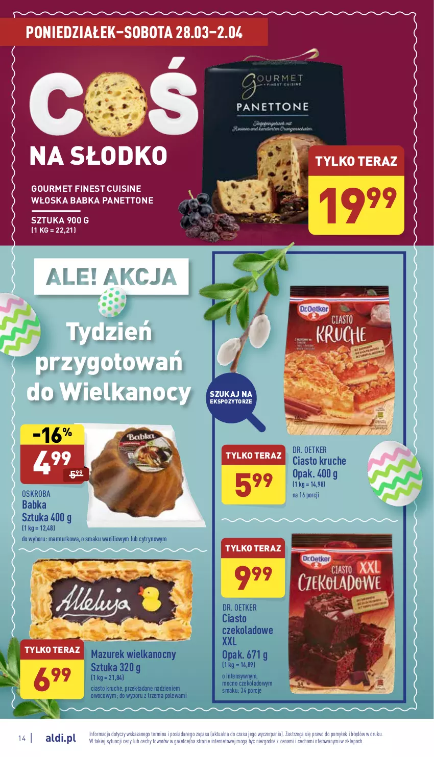Gazetka promocyjna Aldi - Pełny katalog - ważna 28.03 do 02.04.2022 - strona 14 - produkty: Babka, Ciasto czekoladowe, Dr. Oetker, Por, Tera