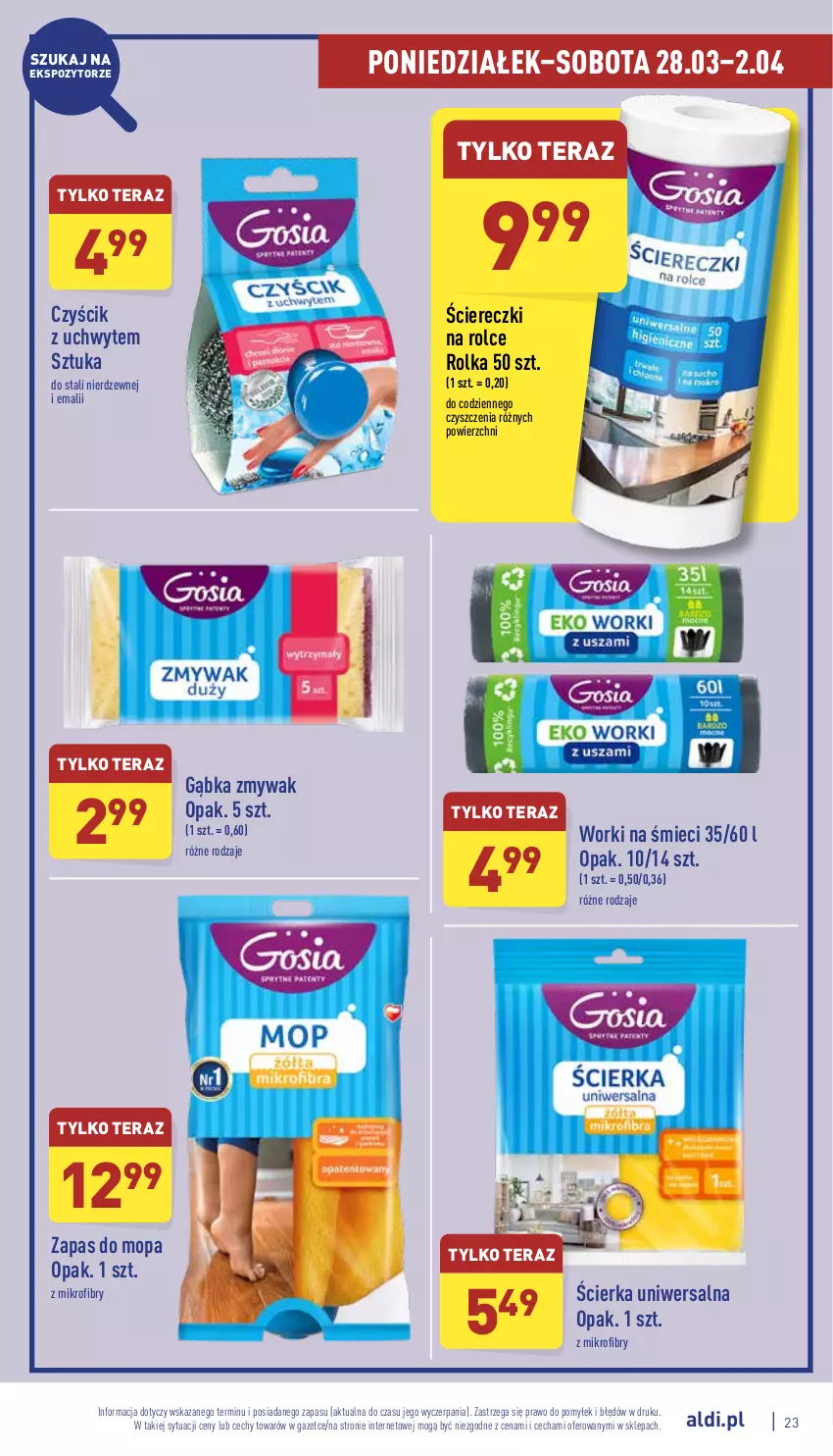 Gazetka promocyjna Aldi - Pełny katalog - ważna 28.03 do 02.04.2022 - strona 23 - produkty: Mop, Tera, Worki na śmiec, Worki na śmieci