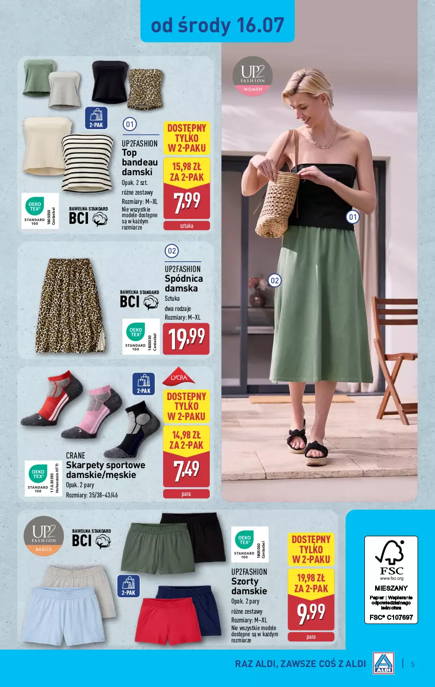 Gazetka promocyjna Aldi - Artykuły przemysłowe i tekstylia - ważna 16.07 do 19.07.2025 - strona 5 - produkty: Fa, Karp, Por, Spódnica, Sport, Szorty, Top