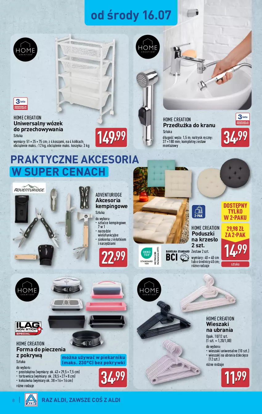 Gazetka promocyjna Aldi - Artykuły przemysłowe i tekstylia - ważna 16.07 do 19.07.2025 - strona 8 - produkty: Dzieci, Forma do pieczenia, Keksówka, Kosz, Krzesło, Młot, Piec, Piekarnik, Tortownica, Ubrania, Wieszak, Wózek