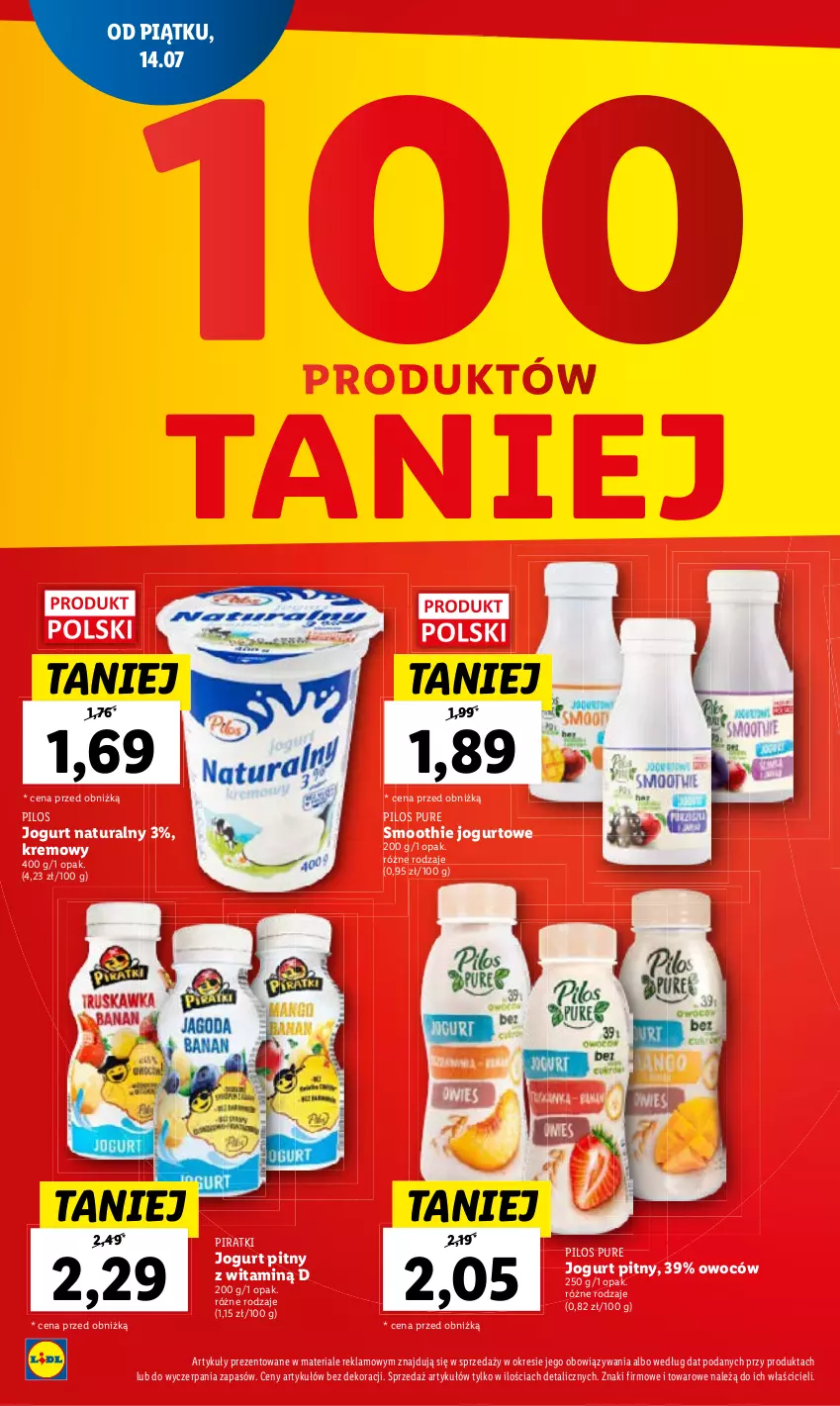 Gazetka promocyjna Lidl - GAZETKA - ważna 03.08 do 05.08.2023 - strona 26 - produkty: Jogurt, Jogurt naturalny, Jogurt pitny, Pilos, Smoothie