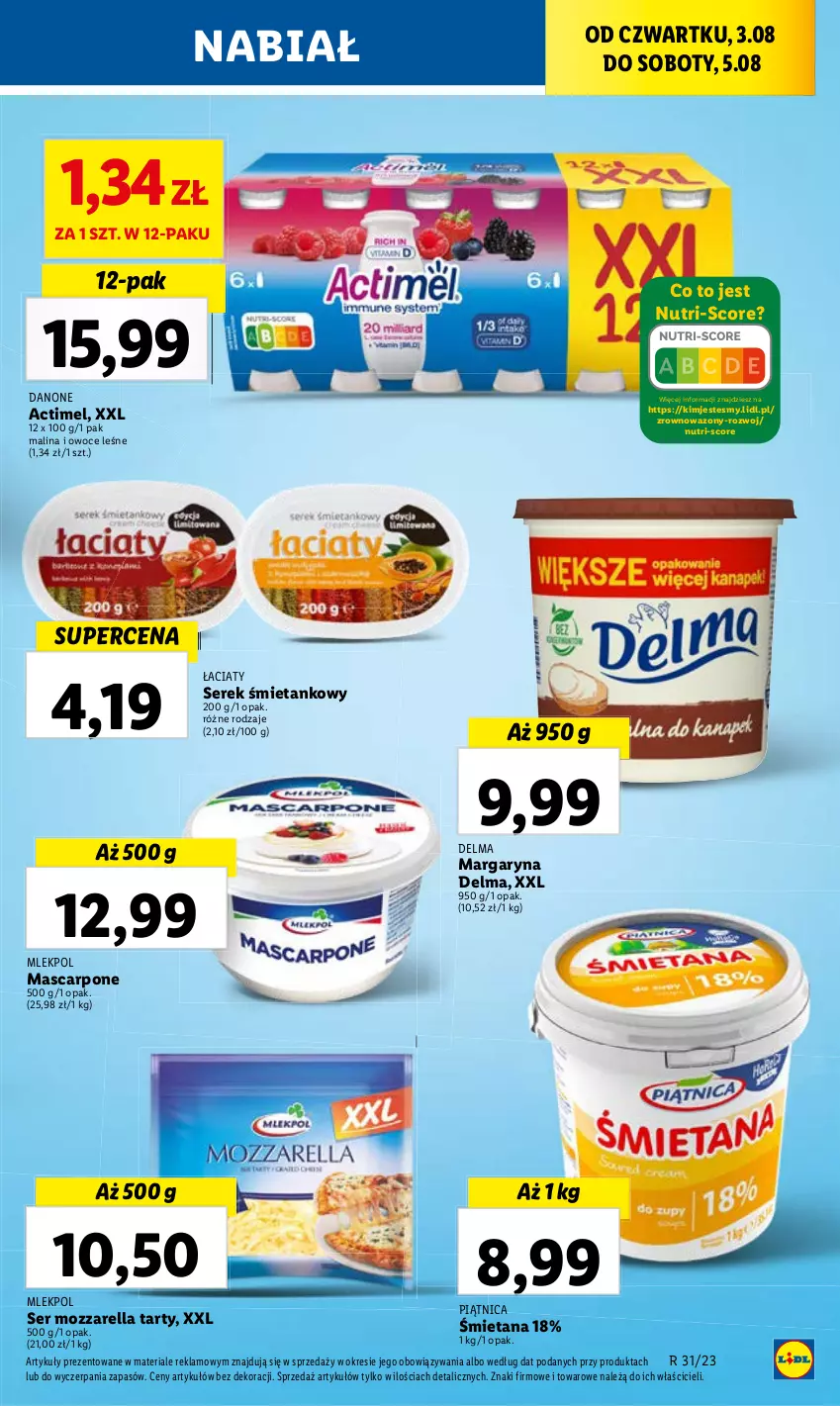 Gazetka promocyjna Lidl - GAZETKA - ważna 03.08 do 05.08.2023 - strona 49 - produkty: Actimel, Danone, Delma, Margaryna, Mascarpone, Mozzarella, Owoce, Piątnica, Ser, Serek, Wazon