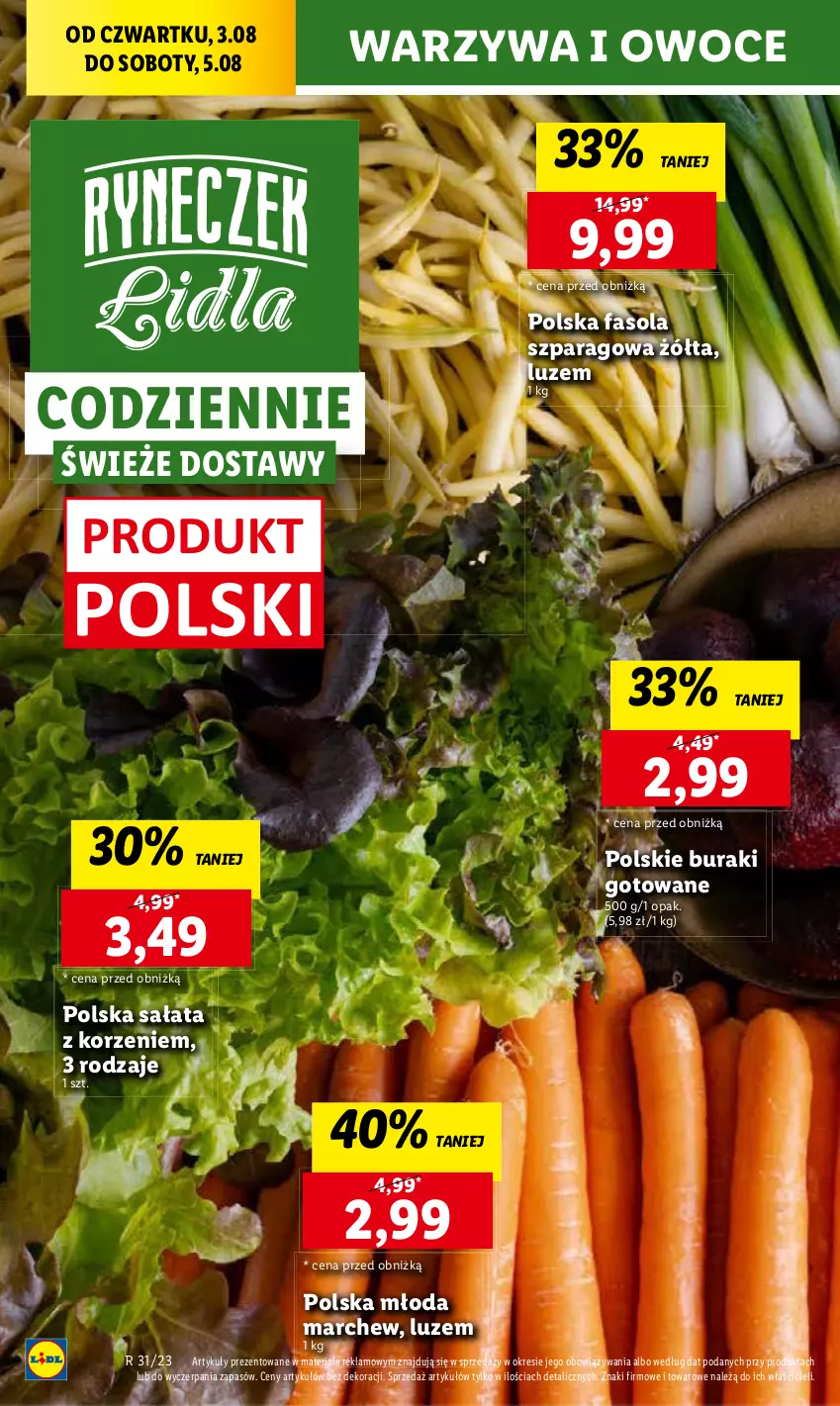 Gazetka promocyjna Lidl - GAZETKA - ważna 03.08 do 05.08.2023 - strona 52 - produkty: Buraki, Fa, Fasola, Fasola szparagowa, Owoce, Warzywa, Warzywa i owoce