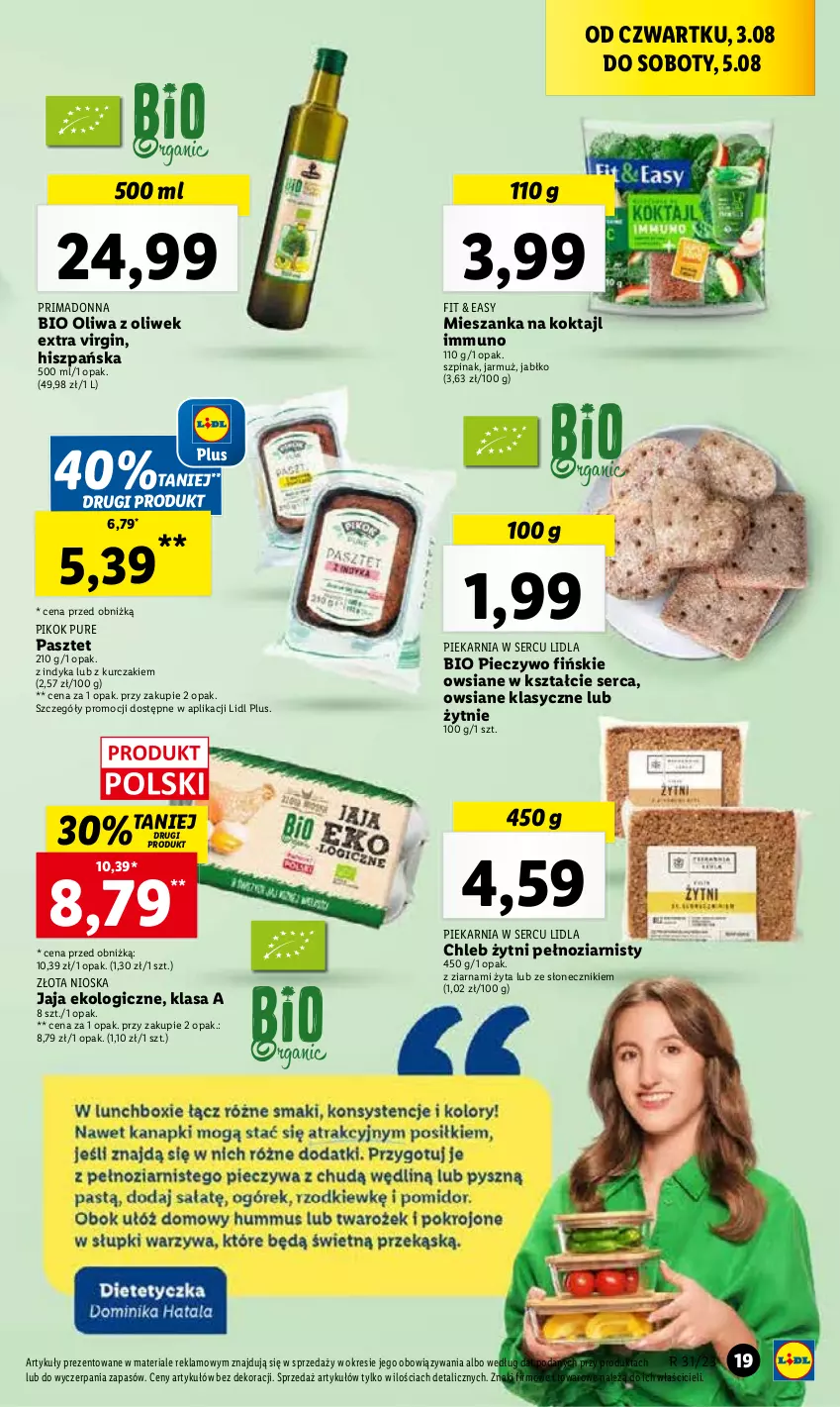 Gazetka promocyjna Lidl - GAZETKA - ważna 03.08 do 05.08.2023 - strona 57 - produkty: Chleb, Gin, Jaja, Jarmuż, Kurczak, Oliwa, Oliwa z oliwek, Pasztet, Piec, Pieczywo, PIKOK, Prima, Ser, Szpinak