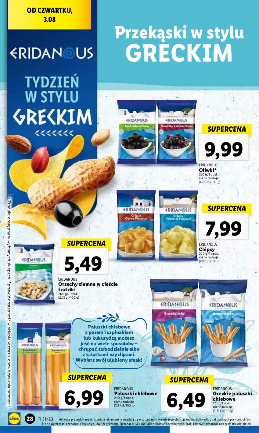 Gazetka promocyjna Lidl - GAZETKA - ważna 03.08 do 05.08.2023 - strona 66 - produkty: Chipsy, Chleb, Oliwki, Por, Sałat, Sałatka, Szpinak