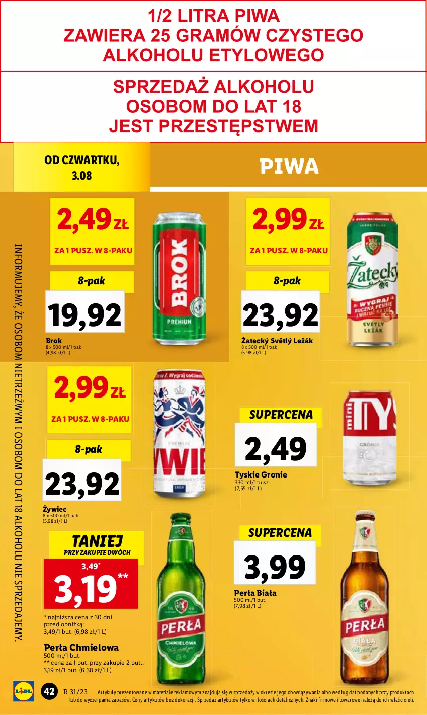Gazetka promocyjna Lidl - GAZETKA - ważna 03.08 do 05.08.2023 - strona 82 - produkty: Perła, Piwa, Tyskie