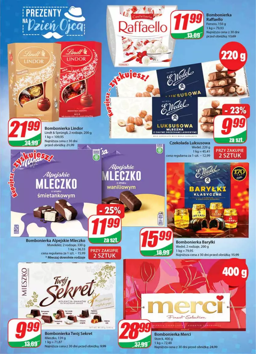 Gazetka promocyjna Dino - G25 - ważna 21.06 do 27.06.2023 - strona 19 - produkty: Baryłki, Czekolada, Fa, Ferrero, Kret, Lindor, Lindt, Merci, Mleczko, Raffaello