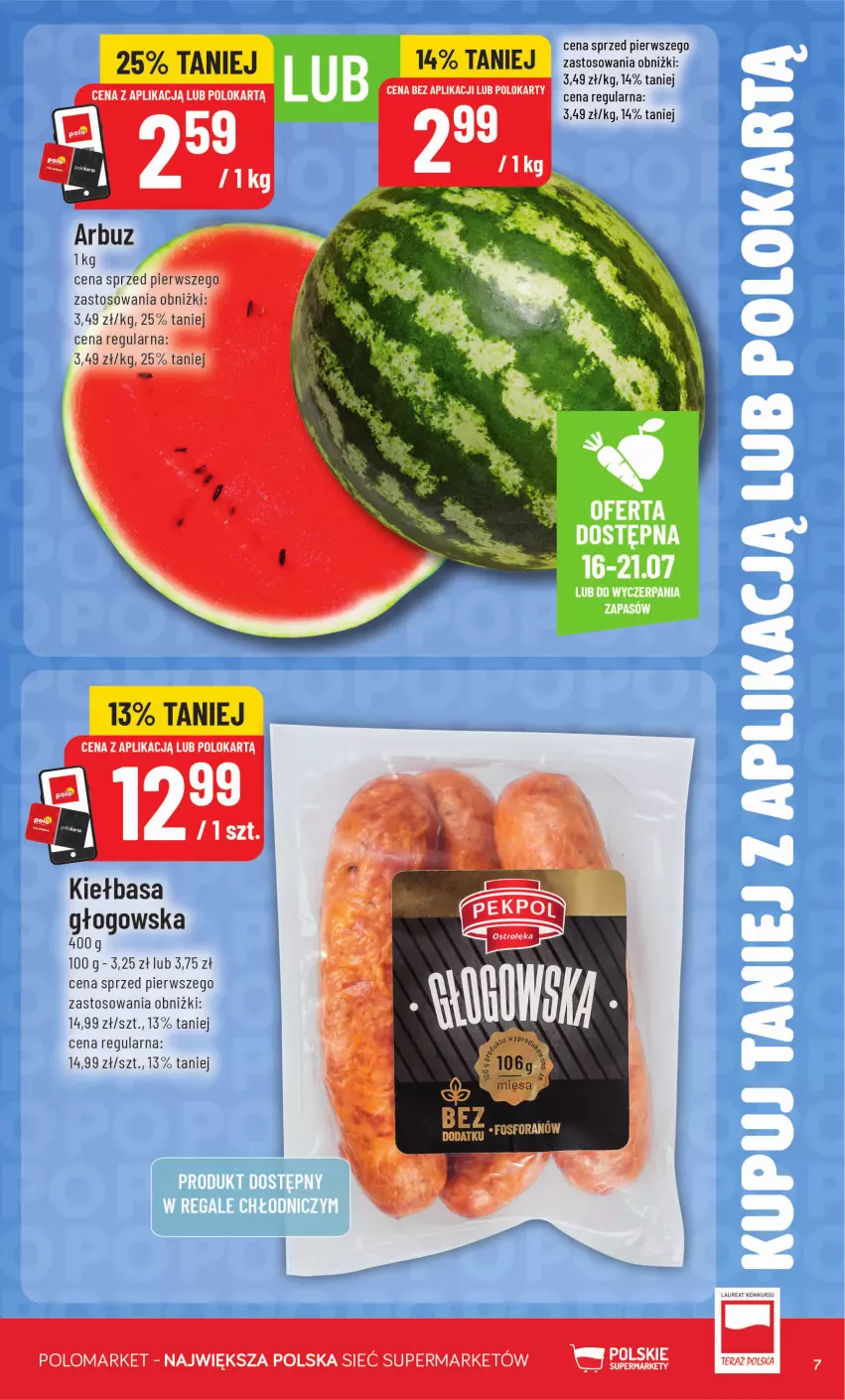 Gazetka promocyjna PoloMarket - Kupuj taniej z aplikacją - ważna 15.07 do 21.07.2026 - strona 7 - produkty: Bols, Kiełbasa, Laur, Pekpol, Tera