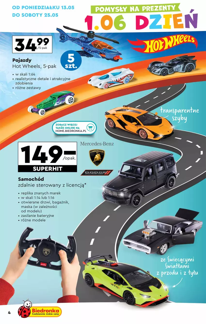 Gazetka promocyjna Biedronka - ważna 13.05 do 25.05.2024 - strona 4 - produkty: Drzwi, Hot Wheels, Maska, Pojazd, Silan