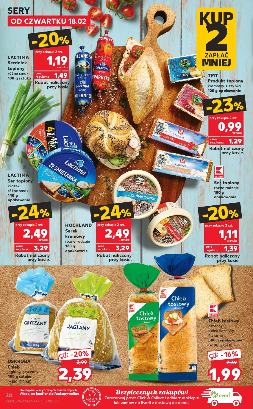 Gazetka promocyjna Kaufland - OFERTA TYGODNIA - ważna 18.02 do 24.02.2021 - strona 28 - produkty: Chleb, Chleb tostowy, Gry, Hochland, Piec, Ser, Ser topiony, Serek, Top