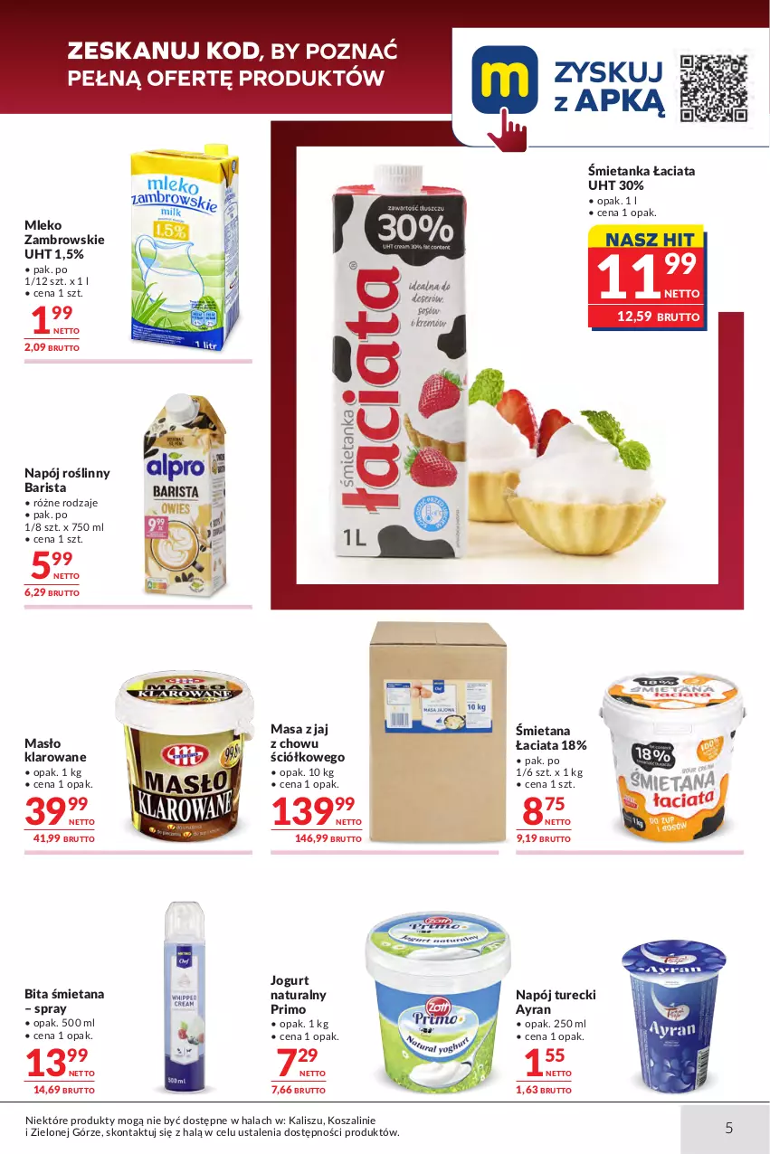 Gazetka promocyjna Makro - Oferta dla gastronomii - ważna 18.08 do 31.08.2026 - strona 5 - produkty: Jogurt, Jogurt naturalny, Kosz, Masło, Masło klarowane, Mleko, Napój, Napój roślinny, O nas, Szal