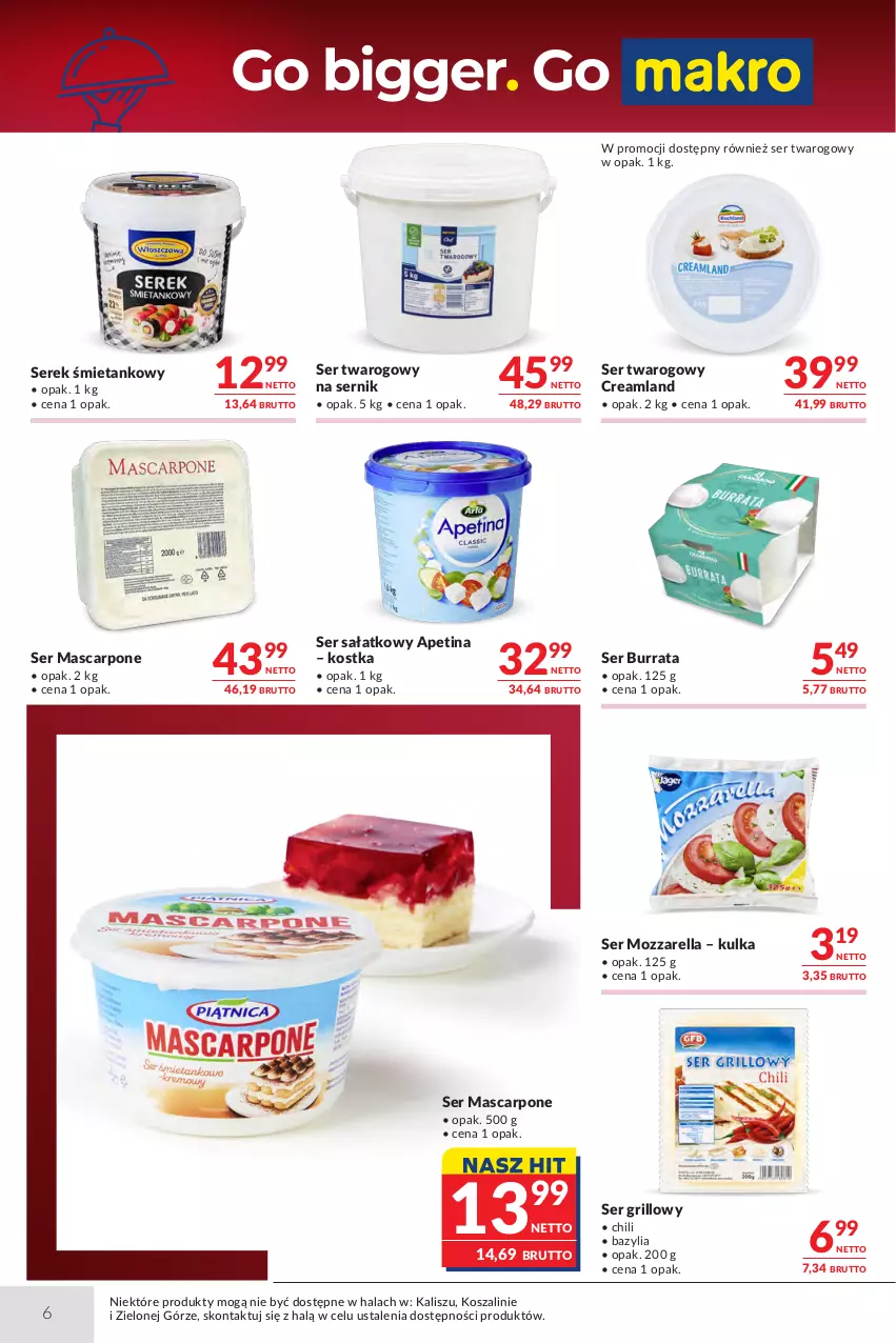 Gazetka promocyjna Makro - Oferta dla gastronomii - ważna 18.08 do 31.08.2026 - strona 6 - produkty: Bazyl, Bazylia, Burrata, Grill, Kosz, Mascarpone, Mozzarella, Sałat, Ser, Ser twarogowy, Serek, Szal