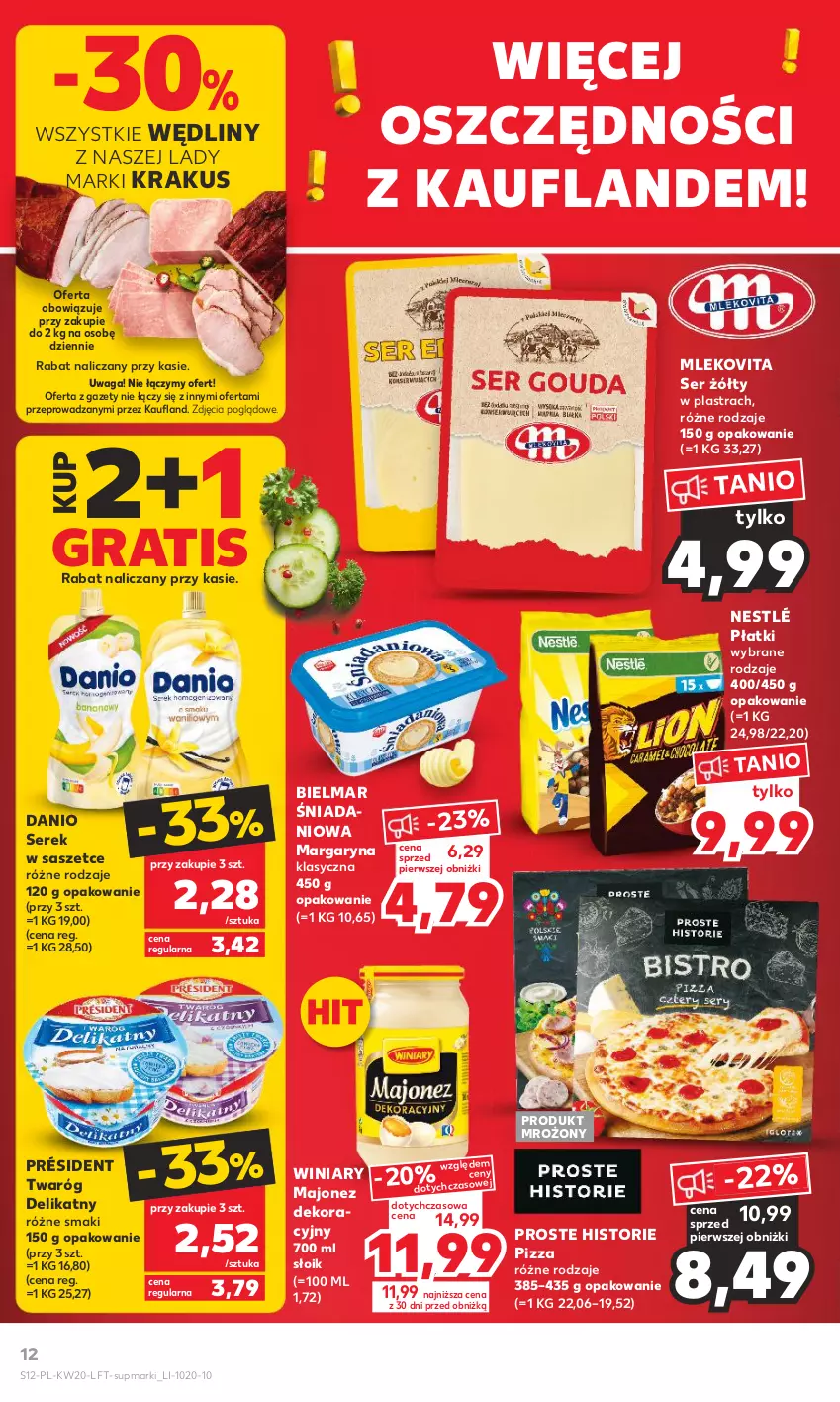 Gazetka promocyjna Kaufland - Gazetka tygodnia - ważna 18.05 do 24.05.2023 - strona 12 - produkty: Danio, Gra, Krakus, Majonez, Margaryna, Mleko, Mlekovita, Nestlé, Pizza, Président, Ser, Serek, Twaróg, Twaróg delikatny, Waga, Winiary