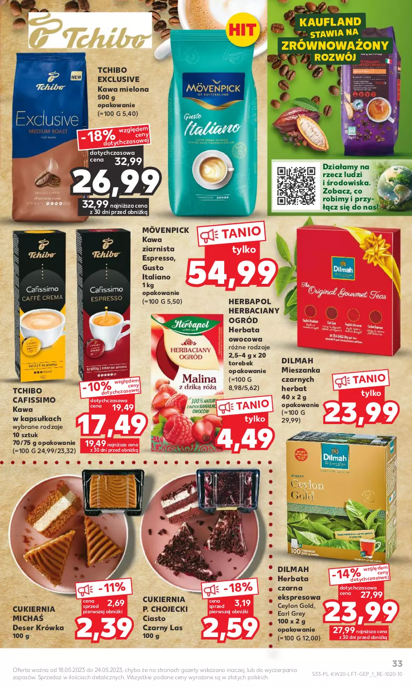 Gazetka promocyjna Kaufland - Gazetka tygodnia - ważna 18.05 do 24.05.2023 - strona 33 - produkty: Cafissimo, Cukier, Deser, Dilmah, Earl Grey, Herbapol, Herbata, Herbata czarna, Herbata owocowa, Kawa, Kawa mielona, Kawa ziarnista, O nas, Ogród, Ser, Tchibo