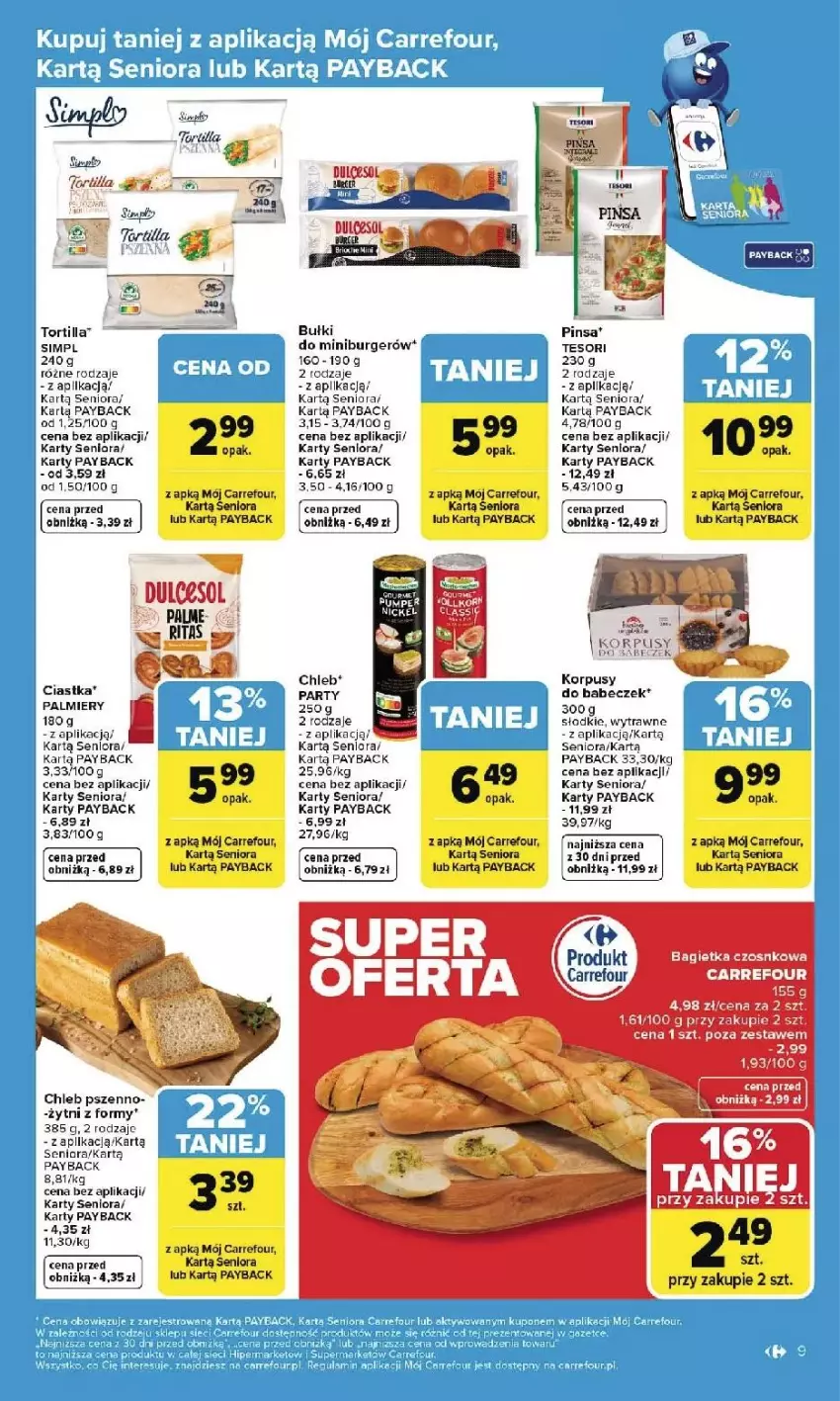 Gazetka promocyjna Carrefour - Gazetka Carrefour, Market od poniedziałku! - ważna 29.12.2025 do 03.01.2026 - strona 9 - produkty: Burger, Chleb, Ciastka, Fa, Korpusy, LG, Tortilla