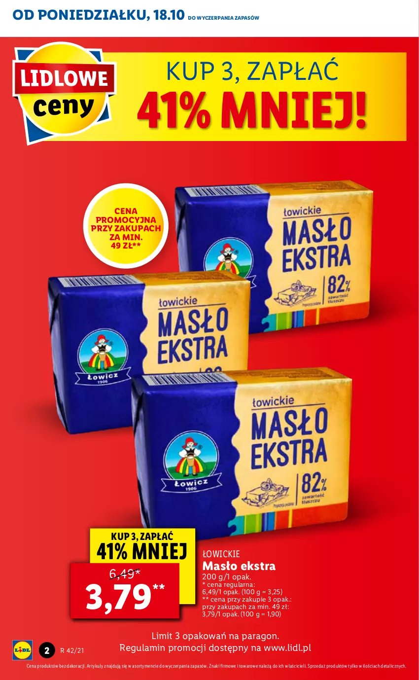 Gazetka promocyjna Lidl - ważna 18.10 do 21.10.2021 - strona 2 - produkty: Masło